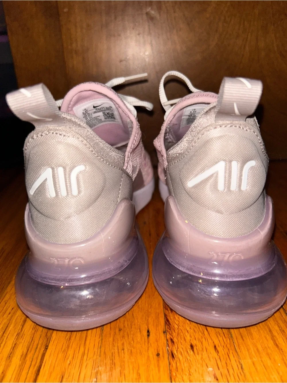 Nike Kids Pink and Light Gray Air Max 270 Sneakers